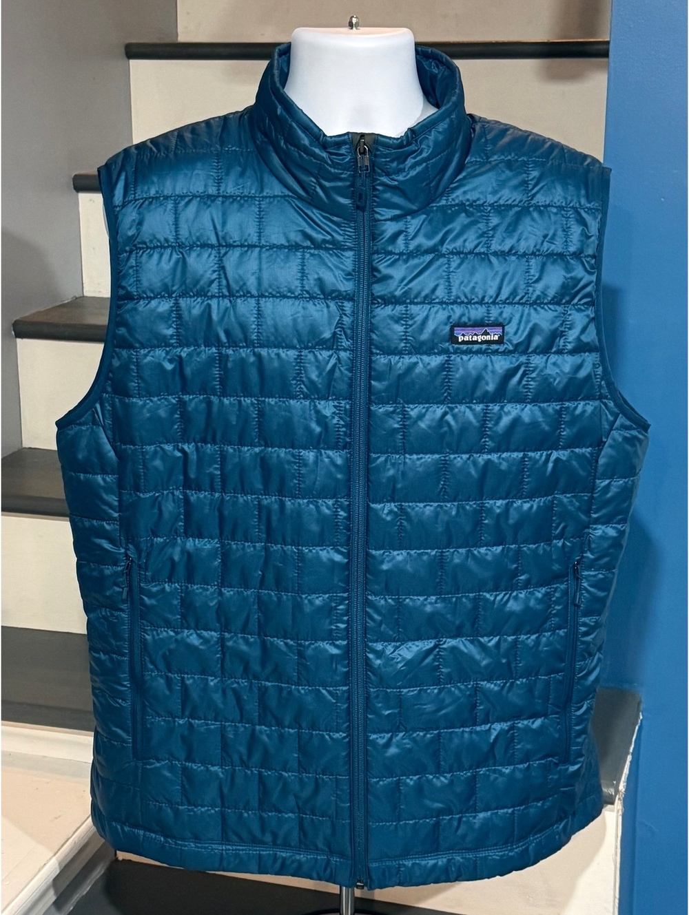 Patagonia Men’s Size Extra Large (XL) Full Zip Nano Puff Vest Lagom Blue Jacket